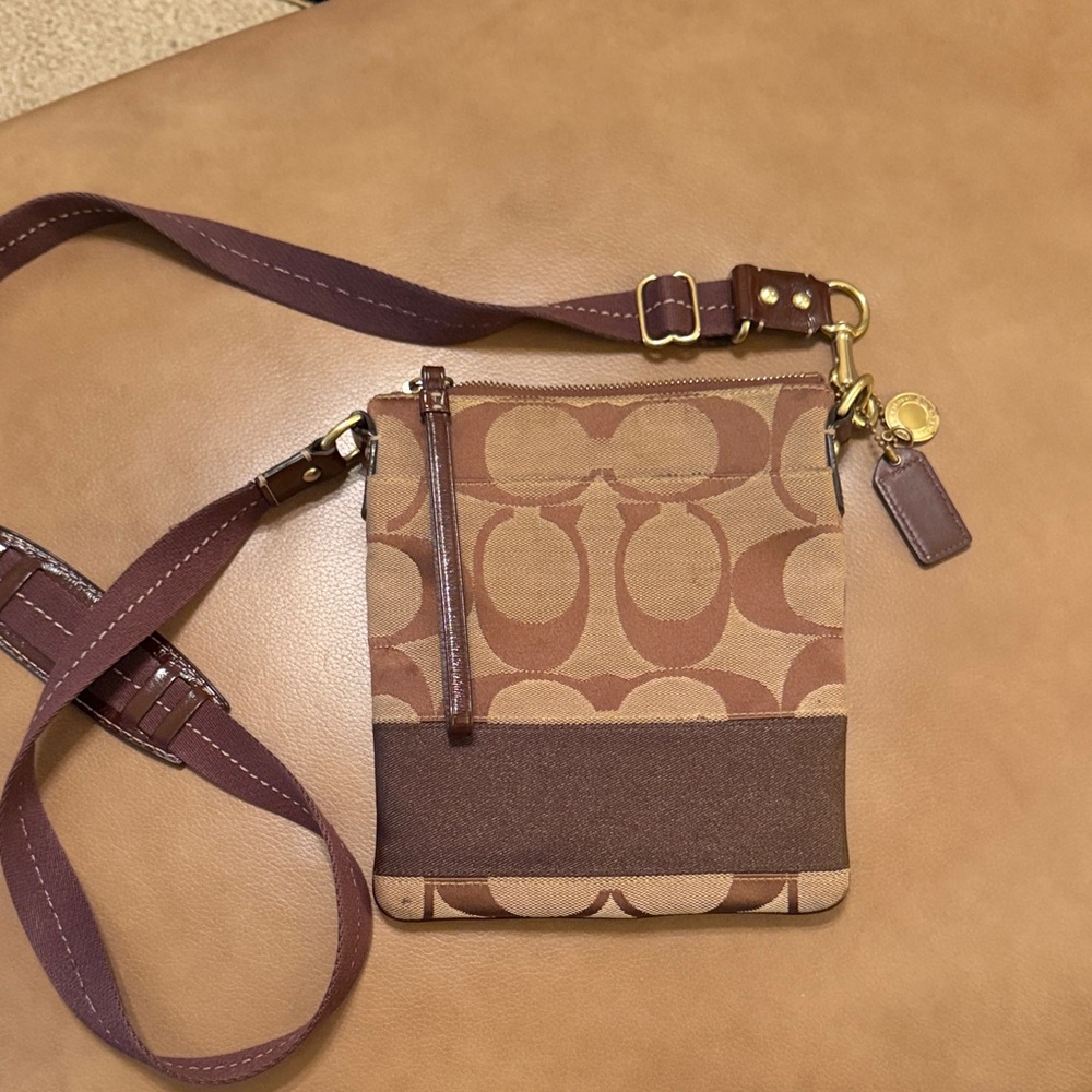 Coach Tan and Brown Crossbody Bag